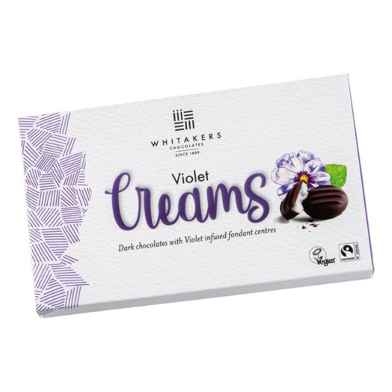 Whitakers Dark Chocolate Covered Violet Fondant Creams In Carton 150g