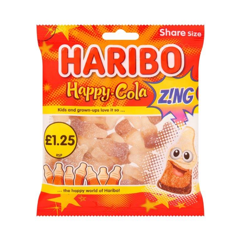 Haribo Bag Happy Cola Zing 154g PM £1.25 NEW (10% Extra Free)