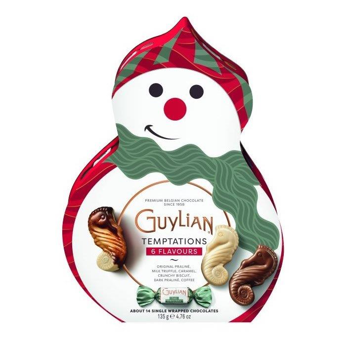 Guylian Temptations Snowman Box Of Twist Wrapped Mixed Sea Horses 135g