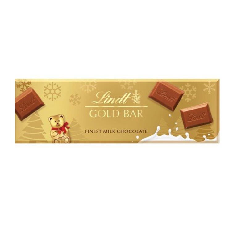 Lindt Xmas Gold Bar Milk 300g NEW