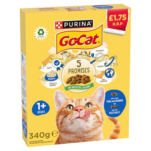 Purina Go Cat Herring & Tuna Mix Veg Dry Food PM £1.75 340g